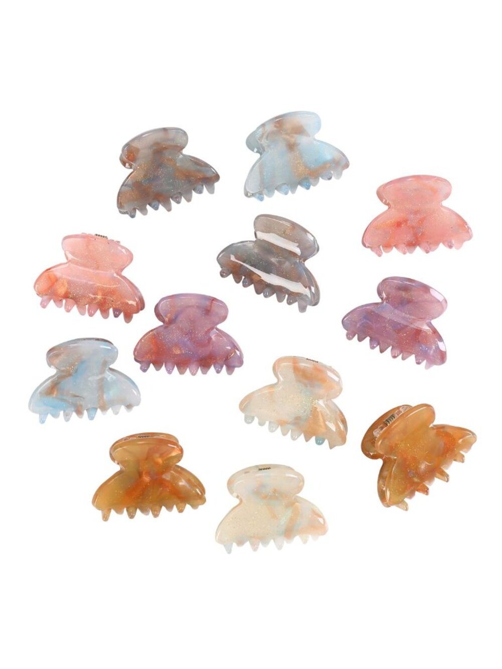 12 Pc Mini Claw Hair Clips Acrylic Non-Slip Jaw Clips Thin Fine Hair